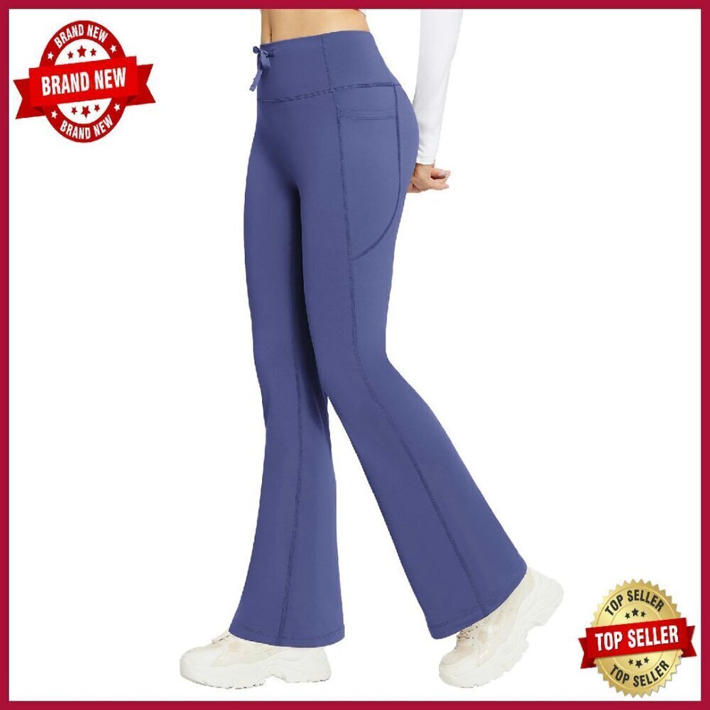 Fleece Lined Thermal Yoga Pants Bootcut High Waist with Pockets
